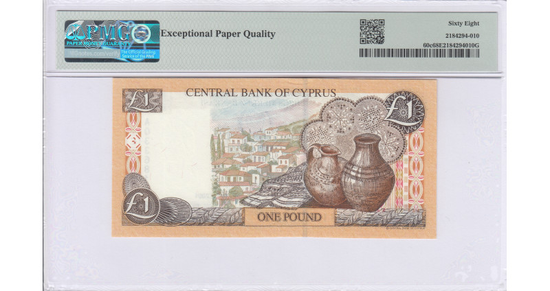Cyprus 1 Pound 1.2.2001 P60c PMG68 EPQ Cyprus 1 Pound 1.2.2001 P60c PMG68 EPQ