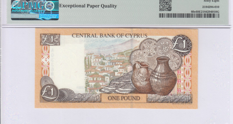 Cyprus 1 Pound 1.2.2001 P60c PMG68 EPQ Cyprus 1 Pound 1.2.2001 P60c PMG68 EPQ