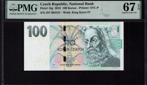 Czech Republic 100 Korun 2018 P18g PMG67 EPQ Czech Republic 100 Korun 2018 P18g PMG67 EPQ