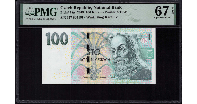 Czech Republic 100 Korun 2018 P18g PMG67 EPQ Czech Republic 100 Korun 2018 P18g PMG67 EPQ