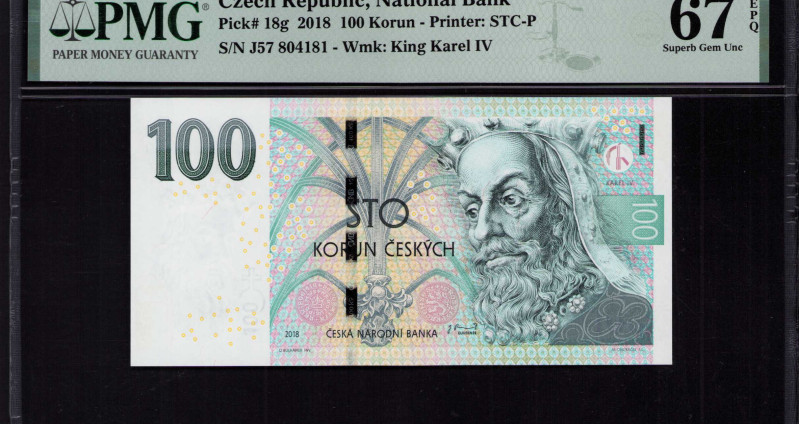 Czech Republic 100 Korun 2018 P18g PMG67 EPQ