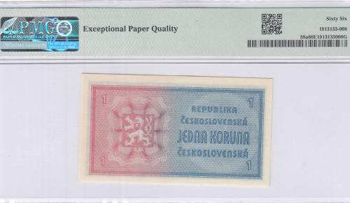 Czechoslovakia 1 Koruna ND 1946 P58a PMG66 EPQ Czechoslovakia 1 Koruna ND 1946 P58a PMG66 EPQ