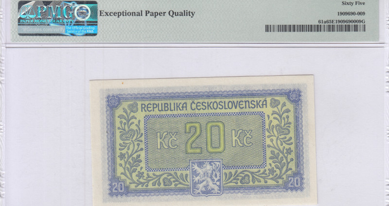 Czechoslovakia 20 Korun ND 1945 P61a PMG65 EPQ Czechoslovakia 20 Korun ND 1945 P61a PMG65 EPQ