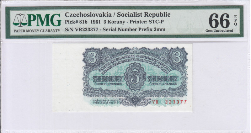 Czechoslovakia 3 Koruny 1961 P81b PMG66 EPQ