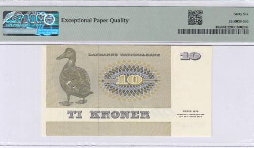 Denmark 10 Kroner 1972 P48a PMG66 EPQ