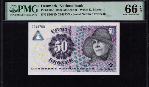 Denmark 50 Kroner 2006 P60c PMG66 EPQ