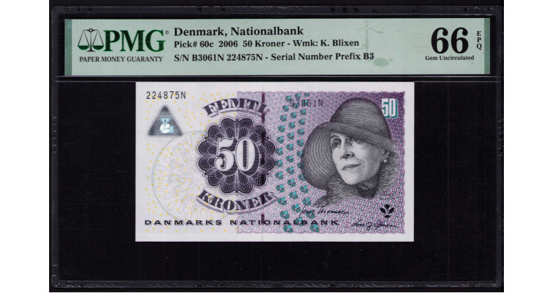 Denmark 50 Kroner 2006 P60c PMG66 EPQ