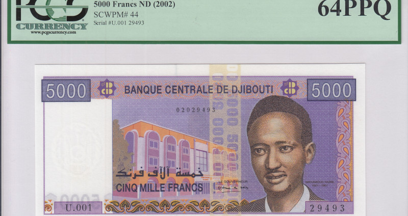 Djibouti 5000 Francs ND 2002 P44 PGCS64 PPQ Djibouti 5000 Francs ND 2002 P44 PGCS64 PPQ
