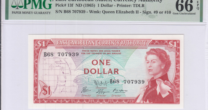 East Caribbean States 1 Dollar ND 1965 P13f PMG66 EPQ