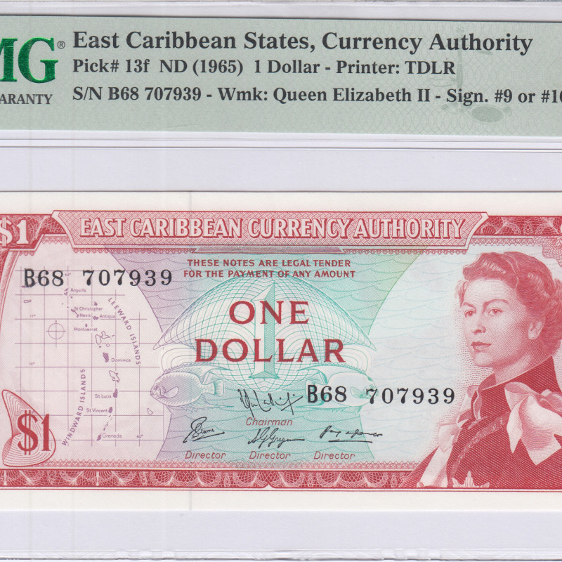 East Caribbean States 1 Dollar ND 1965 P13f PMG66 EPQ