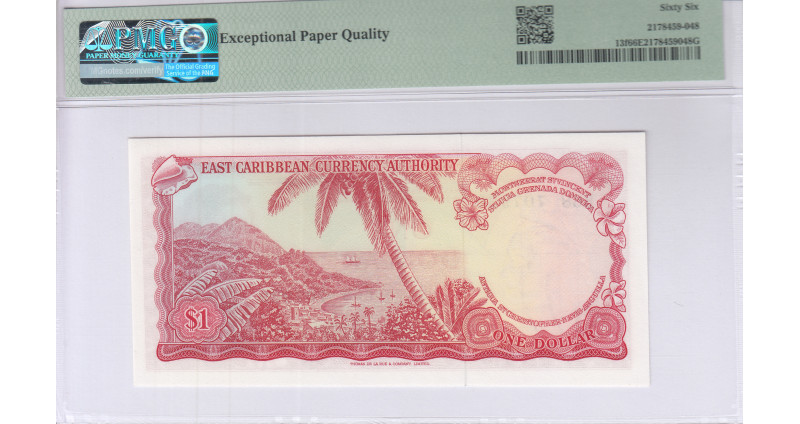 East Caribbean States 1 Dollar ND 1965 P13f PMG66 EPQ East Caribbean States 1 Dollar ND 1965 P13f PMG66 EPQ