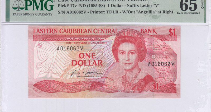 East Caribbean States  1 Dollar 1985-88 P17v PMG65 EPQ