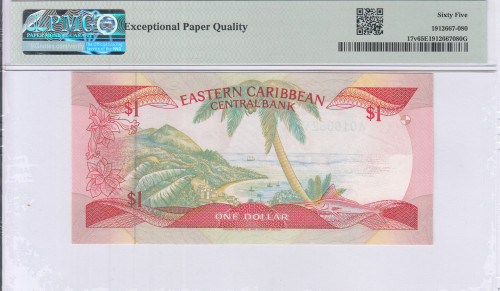East Caribbean States  1 Dollar 1985-88 P17v PMG65 EPQ East Caribbean States  1 Dollar 1985-88 P17v PMG65 EPQ