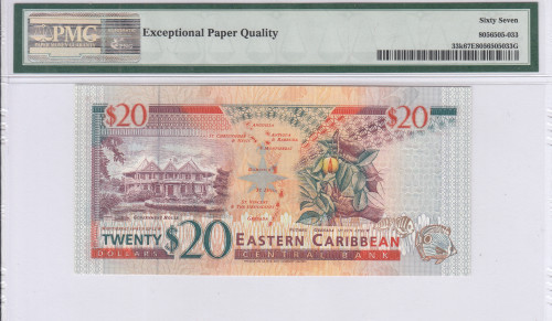 East Caribbean States,"St. Kitts"  20 Dollars 1994 P33k PMG67 EPQ East Caribbean States,"St. Kitts"  20 Dollars 1994 P33k PMG67 EPQ