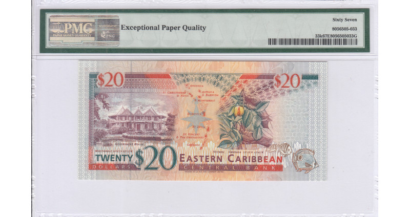East Caribbean States,St. Kitts  20 Dollars 1994 P33k PMG67 EPQ East Caribbean States,St. Kitts  20 Dollars 1994 P33k PMG67 EPQ