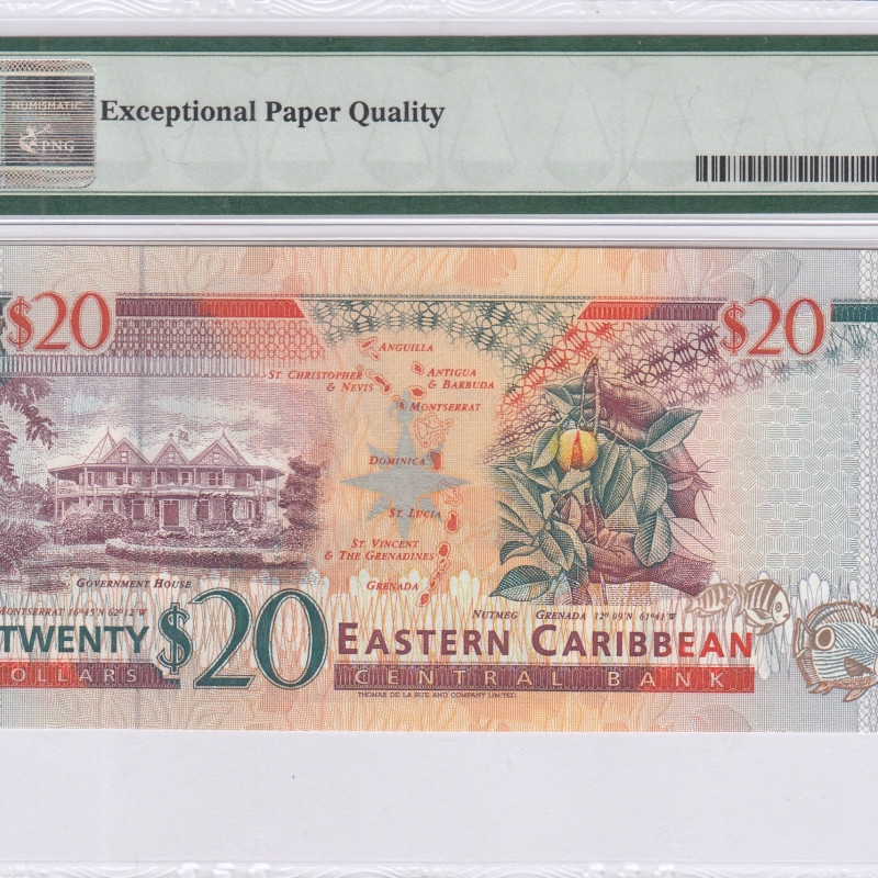 East Caribbean States,"St. Kitts" 20 Dollars 1994 P33k PMG67 EPQ East Caribbean States,"St. Kitts" 20 Dollars 1994 P33k PMG67 EPQ