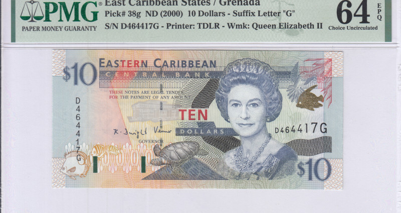 East Caribbean States 10 Dollars 2000 P38g PMG64 EPQ