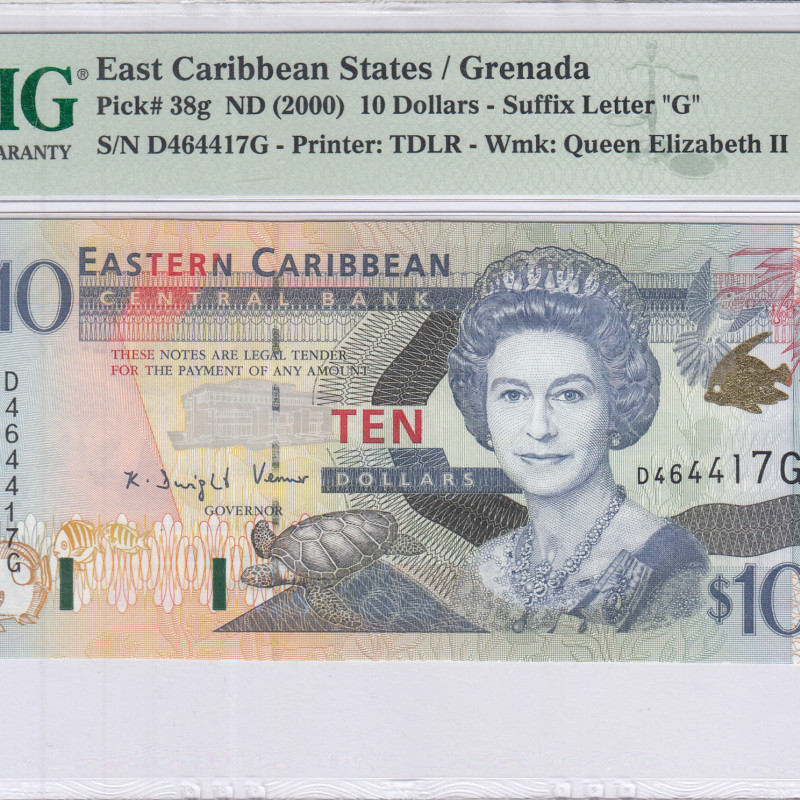 East Caribbean States 10 Dollars 2000 P38g PMG64 EPQ East Caribbean States 10 Dollars 2000 P38g PMG64 EPQ