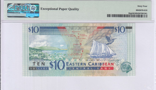 East Caribbean States 10 Dollars 2000 P38g PMG64 EPQ East Caribbean States 10 Dollars 2000 P38g PMG64 EPQ