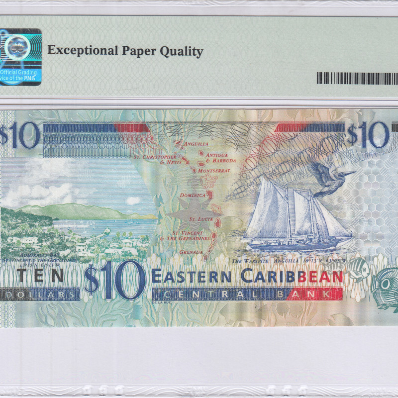 East Caribbean States 10 Dollars 2000 P38g PMG64 EPQ East Caribbean States 10 Dollars 2000 P38g PMG64 EPQ
