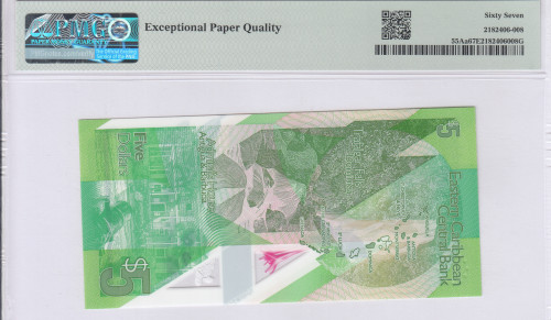 East Caribbean States 5 Dollars 2021 P55Aa PMG67 EPQ East Caribbean States 5 Dollars 2021 P55Aa PMG67 EPQ