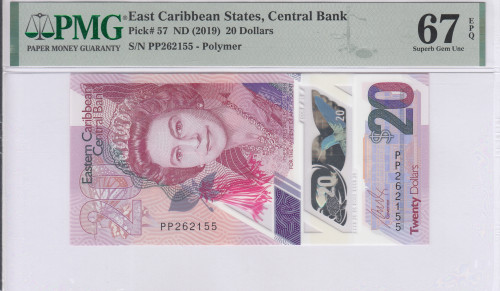 East Caribbean States 20 Dollars 2019 P57 PMG67 EPQ East Caribbean States 20 Dollars 2019 P57 PMG67 EPQ