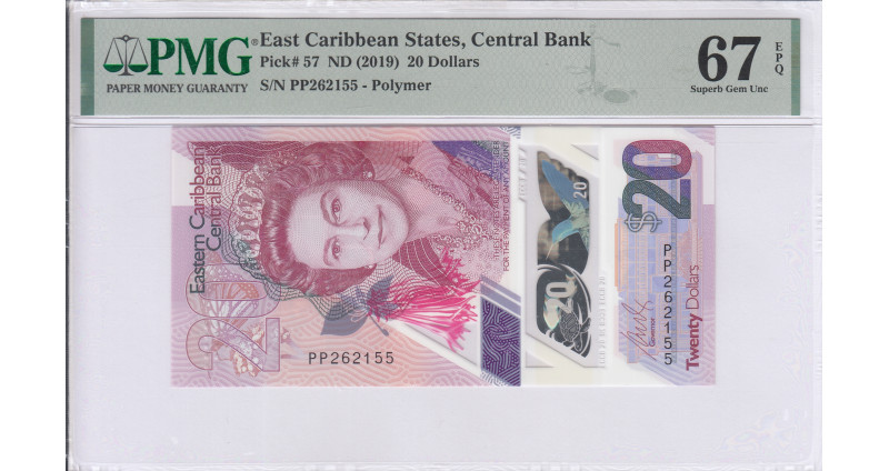 East Caribbean States 20 Dollars 2019 P57 PMG67 EPQ East Caribbean States 20 Dollars 2019 P57 PMG67 EPQ
