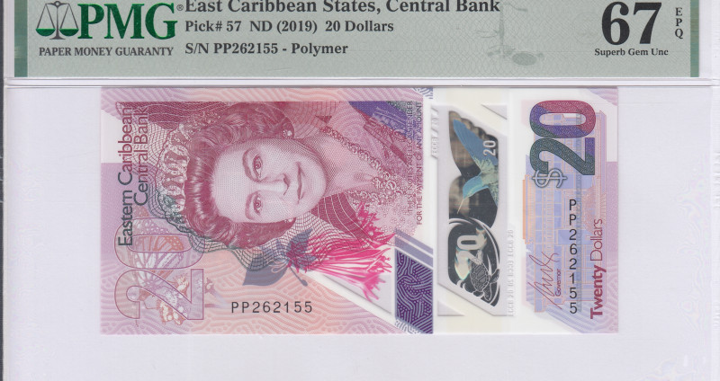 East Caribbean States 20 Dollars 2019 P57 PMG67 EPQ