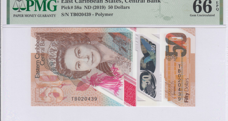 East Caribbean States 50 Dollars 2019 P58a PMG66 EPQ