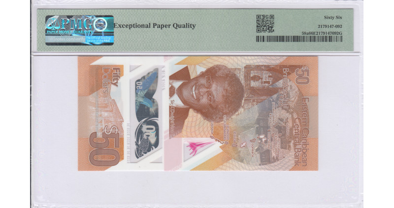 East Caribbean States 50 Dollars 2019 P58a PMG66 EPQ East Caribbean States 50 Dollars 2019 P58a PMG66 EPQ