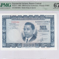 Equatorial Guinea 1000 Pesetas Guineanas 12.10.1969 P3 PMG67 EPQ Equatorial Guinea 1000 Pesetas Guineanas 12.10.1969 P3 PMG67 EPQ
