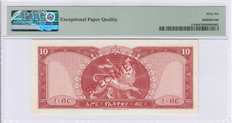 Ethiopia 10 Dollars 1966 P27s PMG66 EPQ Ethiopia 10 Dollars 1966 P27s PMG66 EPQ