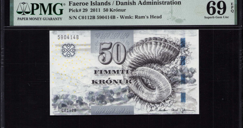 Faeroe Island 50 Kronur 2011 P29 PMG69 EPQ Faeroe Island 50 Kronur 2011 P29 PMG69 EPQ