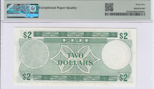 Fiji 2 Dollars 1974 P72a PMG65 EPQ