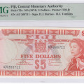 Fiji 5 Dollars 1974 P73c PMG67 EPQ Fiji 5 Dollars 1974 P73c PMG67 EPQ