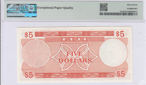 Fiji 5 Dollars 1974 P73c PMG67 EPQ
