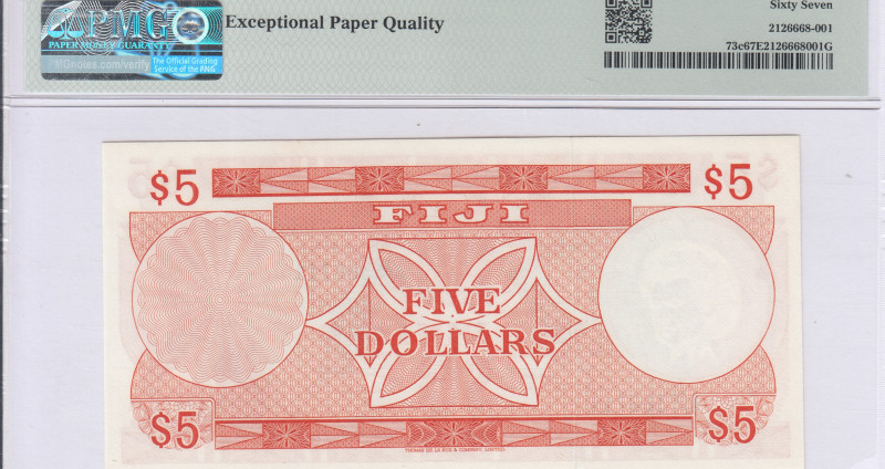 Fiji 5 Dollars 1974 P73c PMG67 EPQ Fiji 5 Dollars 1974 P73c PMG67 EPQ