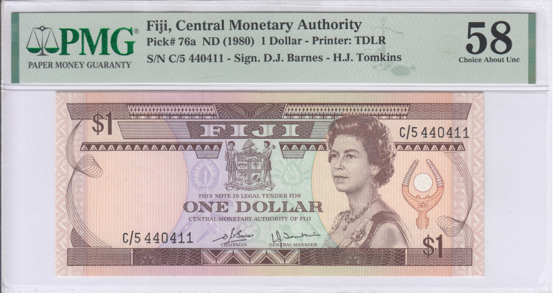 Fiji 1 Dollar 1980 P76a PMG58