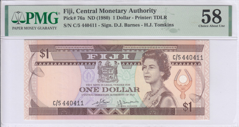 Fiji 1 Dollar 1980 P76a PMG58