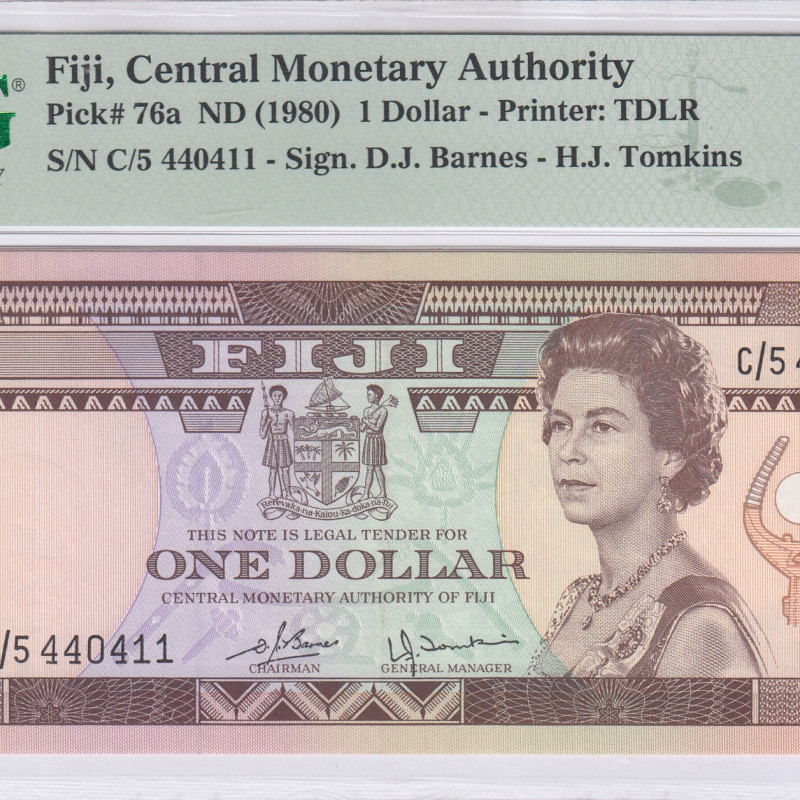Fiji 1 Dollar 1980 P76a PMG58 Fiji 1 Dollar 1980 P76a PMG58