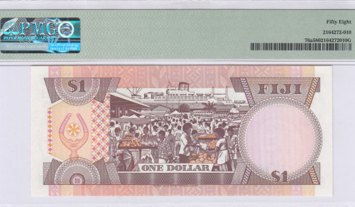 Fiji 1 Dollar 1980 P76a PMG58