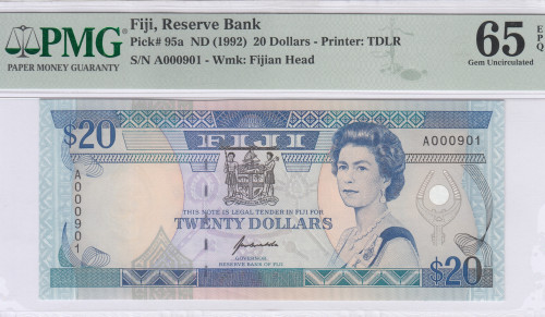 Fiji 20 Dollars1992 P95a PMG65 EPQ