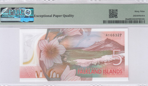 Falkland Island 5 Pounds 14.08.2025 P20a PMG69 EPQ