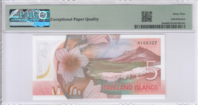 Falkland Island 5 Pounds 14.08.2025 P20a PMG69 EPQ Falkland Island 5 Pounds 14.08.2025 P20a PMG69 EPQ