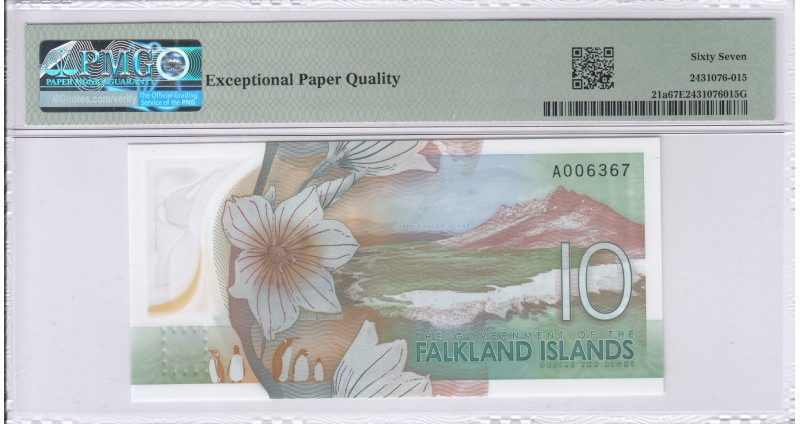 Falkland Island 10 Pounds 14.08.2025 P21a PMG67 EPQ Falkland Island 10 Pounds 14.08.2025 P21a PMG67 EPQ