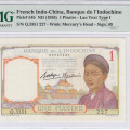 French Indo Chine 1 Piastre ND1936 P54b PMG64 French Indo Chine 1 Piastre ND1936 P54b PMG64