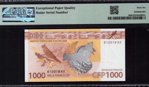 French Pacific Territories 1000 Francs 2014 P6 PMG66 EPQ French Pacific Territories 1000 Francs 2014 P6 PMG66 EPQ