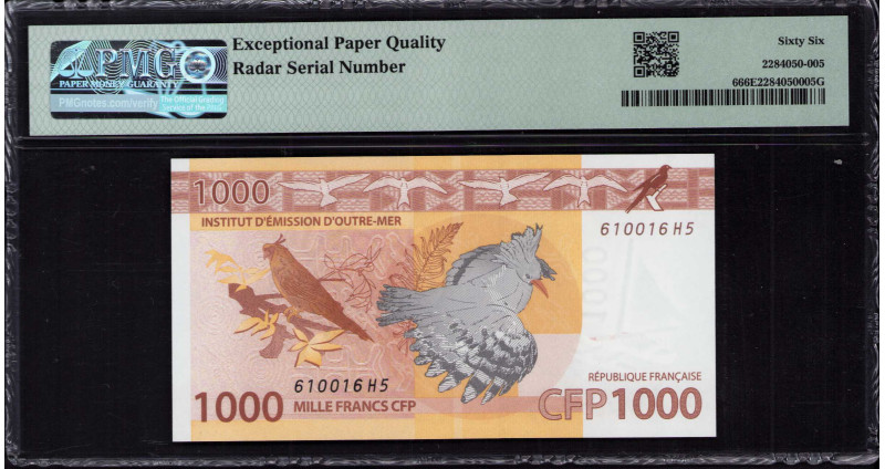 French Pacific Territories 1000 Francs 2014 P6 PMG66 EPQ French Pacific Territories 1000 Francs 2014 P6 PMG66 EPQ