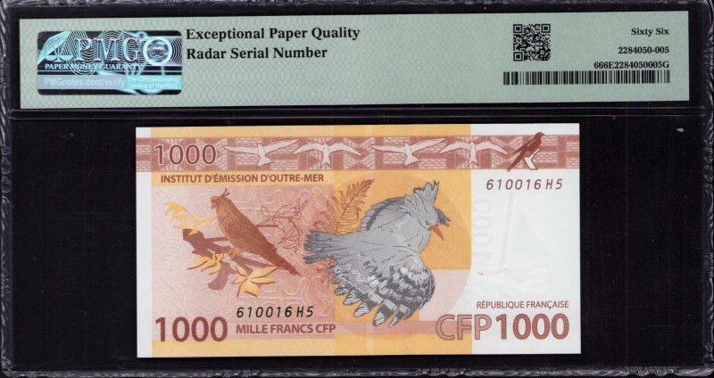 French Pacific Territories 1000 Francs 2014 P6 PMG66 EPQ French Pacific Territories 1000 Francs 2014 P6 PMG66 EPQ