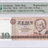 Germany - Democratic Republic 10 Mark 1971 P28b* PMG66 EPQ "Replacement"